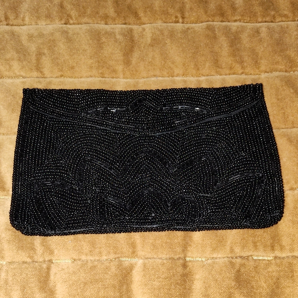 Vintage Black Beaded Clutch